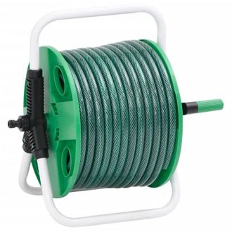 vidaXL Carrete De Manguera De Pie Con Set Racores Pvc Verde 0,75 20 M Vidaxl