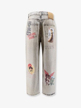 Barrow Graphic-Print Washed-Out Cotton Jeans - Gray