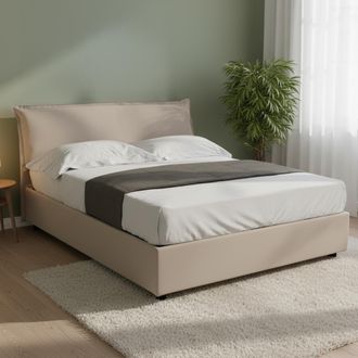 Dmora Talamo Italia Cama Matrimonial Clodovea, Cama Contenedor Con Funda Extra&iacute;ble Con Cabecero Tapizado Y Estructura De Cama, 100% Made In Italy, Con Colch