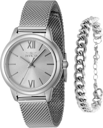 Invicta Angel 48249 Dames Horloge - Quartz Uurwerk - Roestvrij Staal met zilveren Wijzerplaat - 30mm