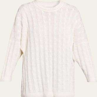 Eskandar Linen-Cotton Round Neck Sweater - Long Length