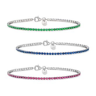 Ross-Simons Italian Simulated Emerald, Ruby and Sapphire Jewelry Set: 3 Tennis Bracelets in Sterling Silver