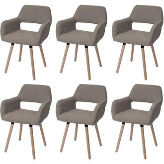 Hhg Hhg - Nunca Usado] Lote De 6 Silla De Comedor 873 Ii, Silla Silla De Cocina Silla Tapizada, Madera Tela/textil Boucl&eacute; (450g/m&sup2;) Mvg, Topo