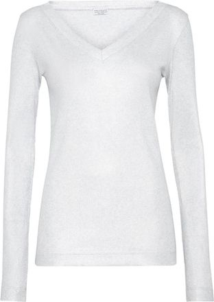 Brunello Cucinelli T-shirt a coste - Argento