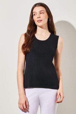Ming Wang Mid Length Scoop Neck Knit Tank in Black at Nordstrom, Size X-Large
