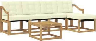 vidaXL Conjunto De Sof&aacute;s De Exterior 6 Uds. Blanco Y Crema Vidaxl