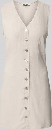 Only Tailliertes Freizeitkleid aus Viskose-Leinen-Mix Modell SIESTA in Sand Melange, Gr&ouml;&szlig;e XL