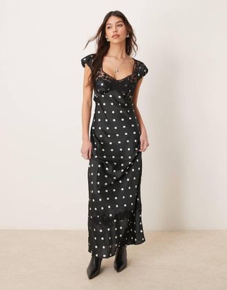 Free People butterfly lace polka dot midaxi dress in black