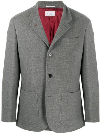 Brunello Cucinelli boxy fit button down jacket - men - Cupro/Cashmere/Cotton - S - Grey