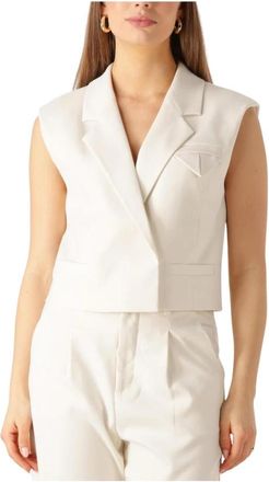 Copenhagen Muse Elegante Ecru Gilet - Dames - Gillet - Beige - XS - Polyester - Kostuums