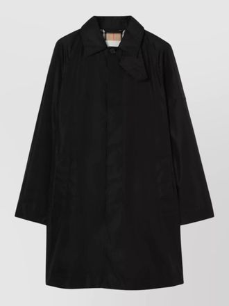 Burberry long raincoat raglan sleeves check collar