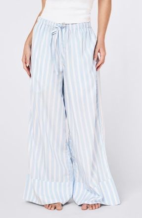 Papinelle Sleepwear Amelie Stripe Wide Leg Pants in Clear Sky at Nordstrom, Size X-Large