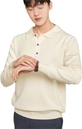 Generic Men S Polo Shirt Pullover Cashmere Sweater Knitted Cashmere Sweater Top Beige L