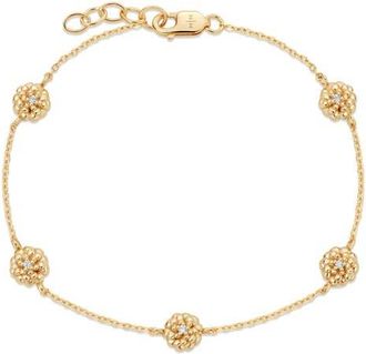 Made by Mary Cubic Zirconia Birthstone Flower Station Bracelet in Gold October at Nordstrom, Size 7