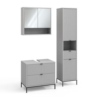Vicco Juego De Muebles De Ba&ntilde;o De 3 Piezas Eliza, Gris, 3 Partes, Vicco