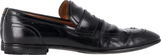 Gucci Pre-owned Mens Web Tab Penny Loafers in Black Leather - Size UK 12