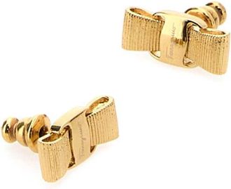 Ferragamo Womens Gold Metal Vara Earrings Brass