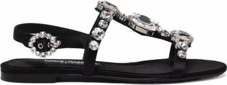Dolce & Gabbana Sandalo in raso - Dames - Sandalen - Zwart - 38 EU - Leer - Schoenen