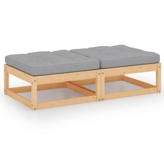 vidaXL Soporte De Pies Para Jard&iacute;n Con Cojines 2 Pcs Pine Masivo