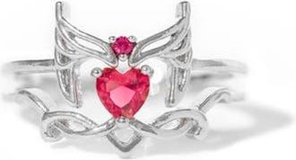 Girls Crew x Marvel Studios Scarlet Witch Ring Set in Silver/Scarlet at Nordstrom, Size 9