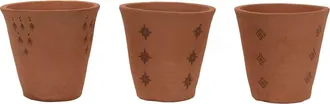 Foreside Home And Garden Set of 3 Natural Handthrown Terracotta Embossed Stamped Planters in Brown at Nordstrom