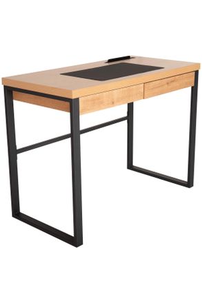 Livetastic Schreibtisch, Schwarz, Eichefarben, Metall, Holzwerkstoff, furniert, 2 Schubladen, rechteckig, eckig, 100x75x50 cm, Mousepad, B&uuml;rom&ouml;bel, Schreibtische
