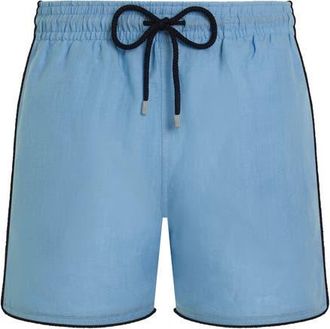 Vilebrequin Men Linen Swim Shorts Solid in Larimar at Nordstrom, Size Medium