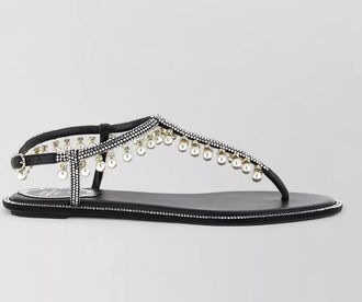 Rene Caovilla silk satin crystal embellished flat sandals