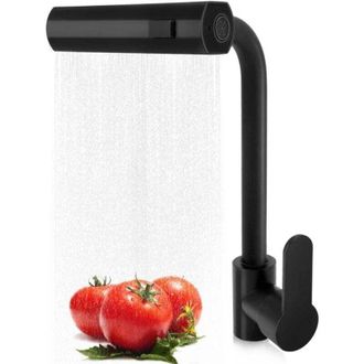 OEM Grifo De Cocina Con Rociador Extra&iacute;ble, Grifo De Cocina Tipo Cascada De Acero Inoxidable, Grifo Monomando Para Fregadero Con 3 Funciones -crezuo