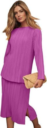Jessica London Plisse Boatneck Blouse in Deep Orchid at Nordstrom, Size 18