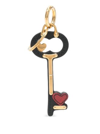 Prada heart-motif keyring - women - Saffiano Leather/Brass - One Size - Black