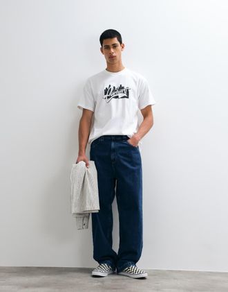 Carhartt Work in Progress Brandon - Jeans dritti ampi lavaggio stone wash blu