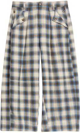 Damson Madder Mara Brushed Check Organic Cotton Pants in Multicolored at Nordstrom, Size 2 Us