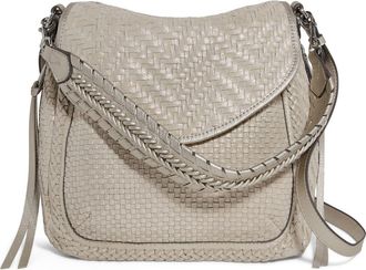 Aim&eacute;e All For Love Novelty Convertible Leather Shoulder Bag in Woven Metallic Sand at Nordstrom