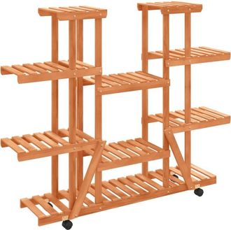 vidaXL Vidaxl - Soporte De Flores Con Ruedas Madera Maciza Abeto 110x25x115 Cm