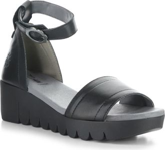 FLY London Voik Ankle Strap Platform Wedge Sandal in Black at Nordstrom, Size 10-10.5Us