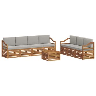 vidaXL Juegos De Sof&aacute;s Con Coj&iacute;n 8 Pcs Gris Natural Y Claro Vidaxl