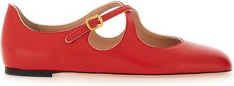 Bally Red Leather Ballet Flats