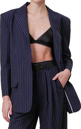 Line & Dot Margeaux Pinstripe Jacket In Navy/ White