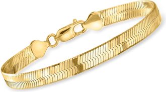 Ross-Simons Italian 6mm 18kt Gold Over Sterling Herringbone Bracelet