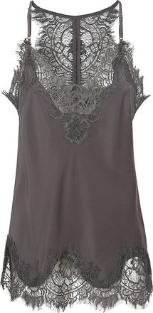 Gold Hawk Tops, Dames, Grijs, S, Katoen, Zijden slip top met kanten rand