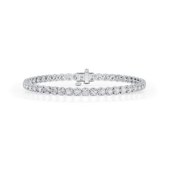 Grown Brilliance 7 Carat Round Lab Grown Diamond Tennis Bracelet in 14K White Gold, Size 7 Inches, F Color, VS2 Clarity