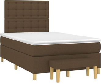 vidaXL Vidaxl - Cama Box Spring Con Colch&oacute;n Tela Marr&oacute;n Oscuro 120x200 Cm