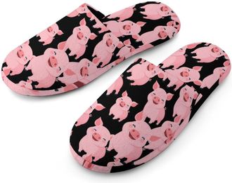 Generic Cute Pigs Mens Cozy Memory Foam Slippers Warm Cotton House Shoes Comfy Slipper for Indoor Outdoor