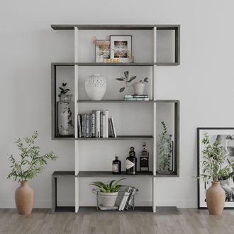 Decortie Decortie - Mito Modern Bookcase Display Unit Retro Grey Ancient White Tall 161cm - Retro Grey