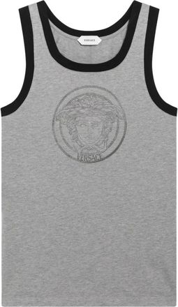 Versace Tanktop - Dames - Tops zonder mouwen - Grijs - S - Leer - Tops