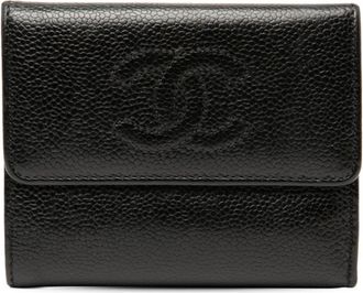Chanel Black Grained Calfskin Wallet (Tri-Fold) (Pre-Owned)