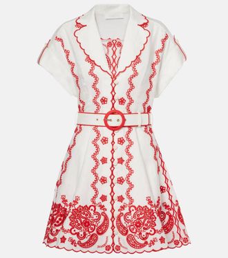 Zimmermann Lucky embroidered linen minidress