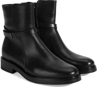Desa Woman Leather Boots - Flat Heel, Zip Closure, Textile Lining, Breathable, Rain-Resistant | Black - 36