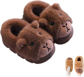 Generic Capybara Slippers for Women, Cute Plush Capybara Shoes Winter Warm Fuzzy Memory Foam with Anti-Slip Sole (Coffee A, One Size, Adult, Women, 6, Numeric